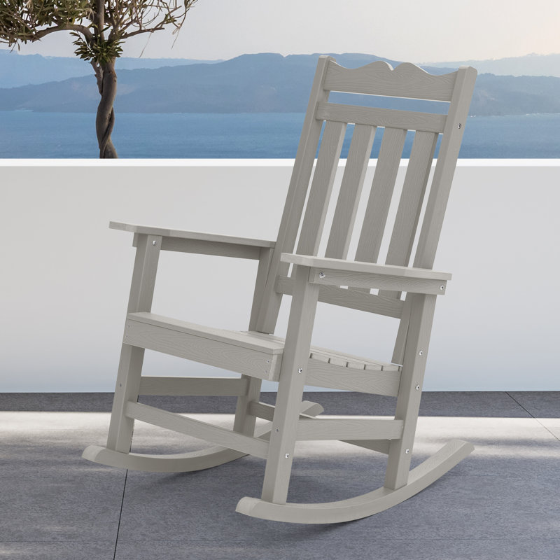 1pc Kailan Plastic Rocking Gliding Adirondack Chair, Light Gray