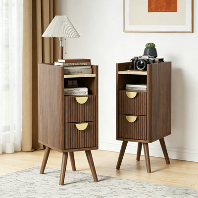 Table de chevet 2 tiroirs Mid-Century