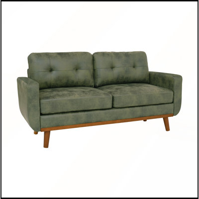 Canapé 65 pouces à deux places minimaliste moderne en tissu polyester respirant et pieds en bois massif pour plus de confort et de stabilité