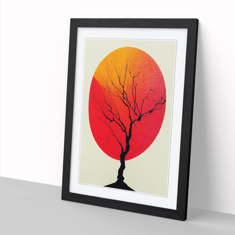 CAN-V0523-1760X Peach Blossom Tree Modern Vol.1 1 Piece Wrapped Canvas Wall Art, 34cm H x 25cm W x 2cm D, Black