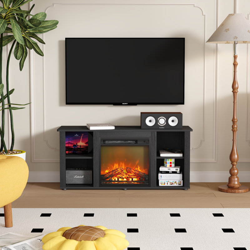 47.2" Fireplace TV Stand With 19.6" Electric Fireplace For TVs Up To 55", Black