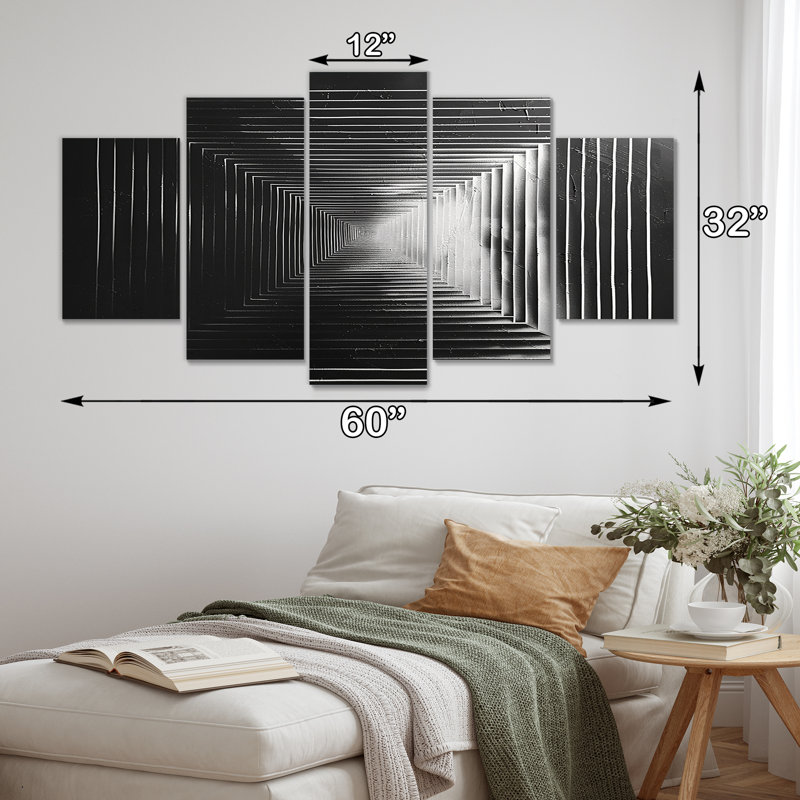 Dadabo - Art mural géométrique pour le salon, 5 pièces, H 32 po x l 60 po