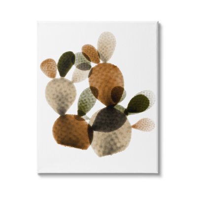 Plantes de figuier de Barbarie épineuses superposées brun vert, ferme rustique surdimensionnée, estampe numérique, art texturé par Albert Koetsier
