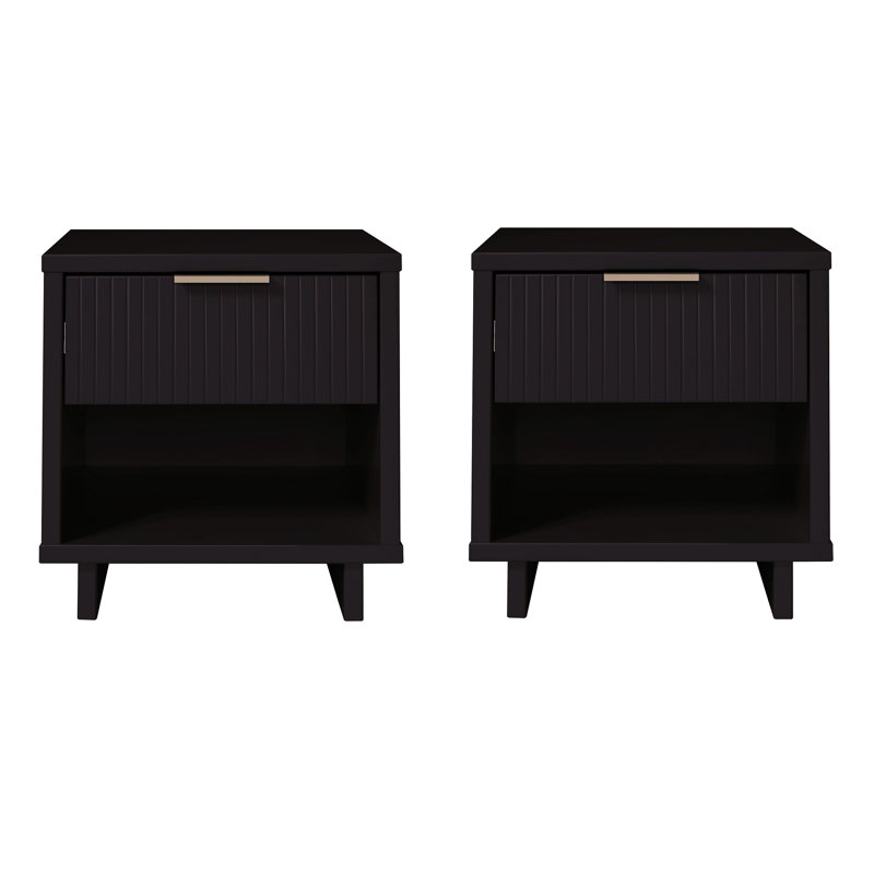 Laureli 18.11'' W Solid Wood Nightstand, Dark  Gray, Set of 2