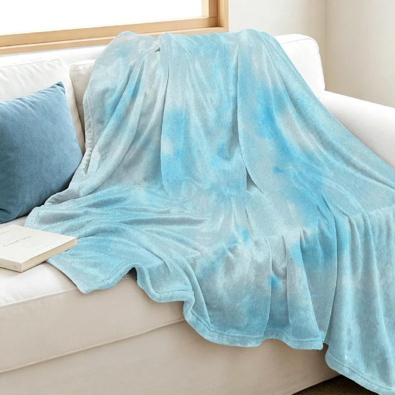 Jeté en flanelle bleue ultra douce, impression aquarelle d'art, Jeté 40 po x 50 po