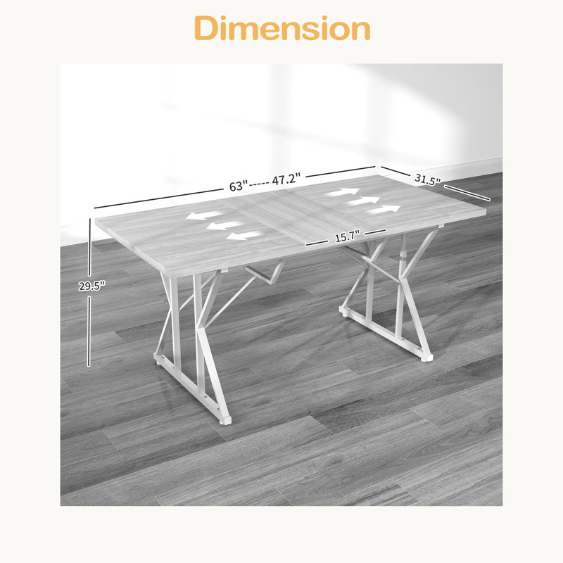 Table de salle à manger extensible de style moderne, table de cuisine extensible, Gris