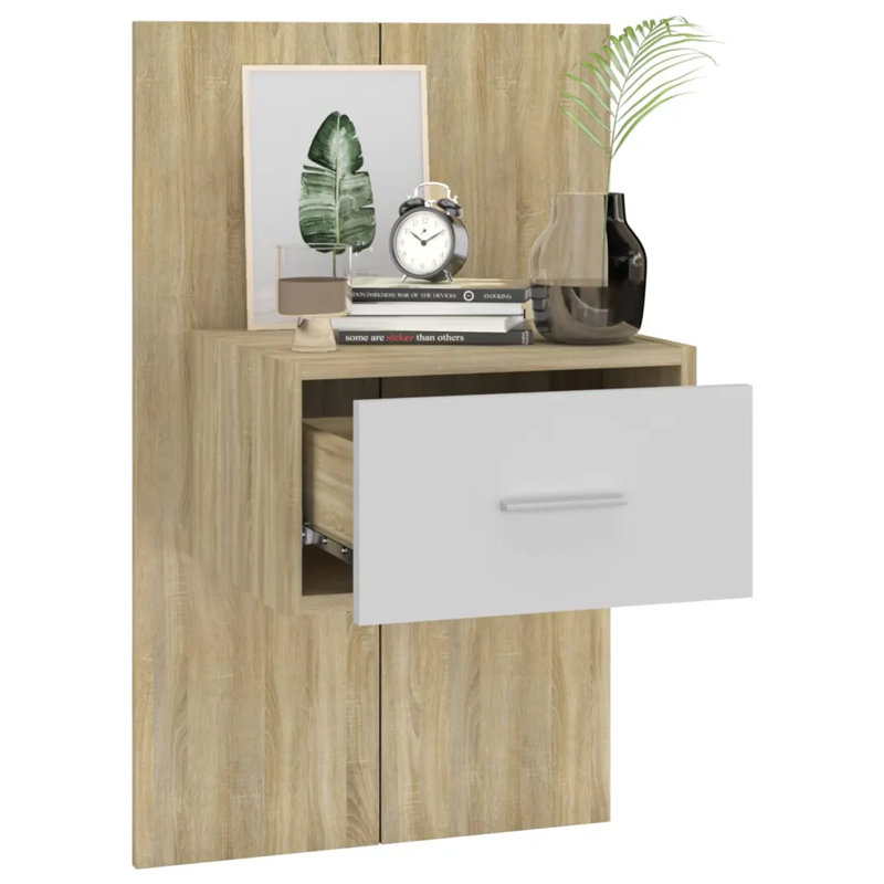 Mazzola Wall-mounted Bedside Cabinet, Sonoma Oak, 2