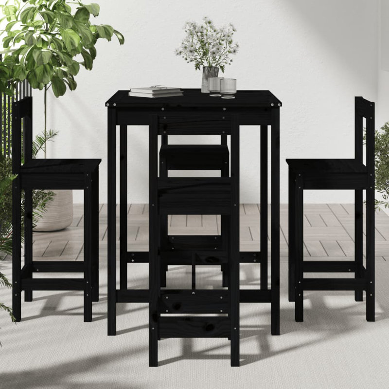 Mahie 4 - Person Patio Dining Set with Rectangular Table, Black