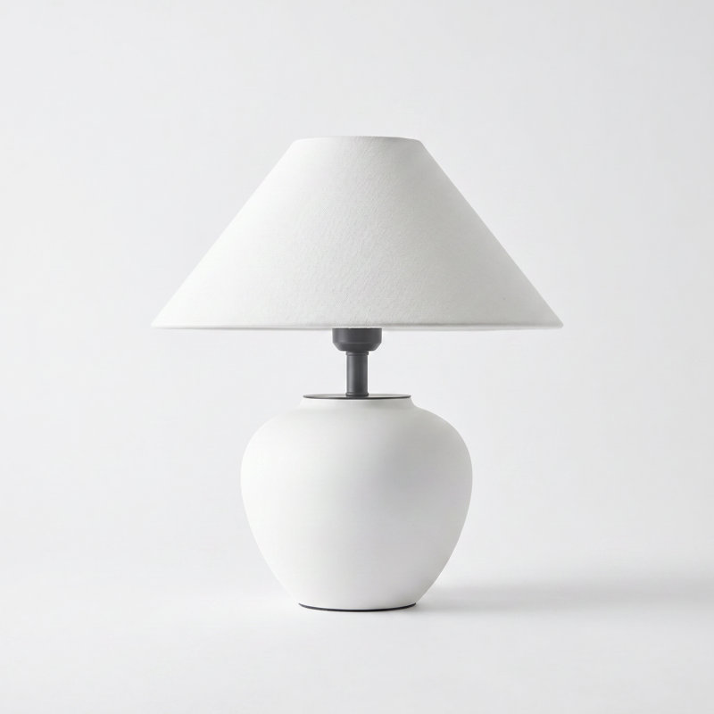 14.17" Ceramic Table Lamp, White