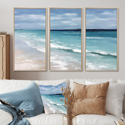 «Blue and White Coastal Beach Wonder», ensemble d'art mural plage