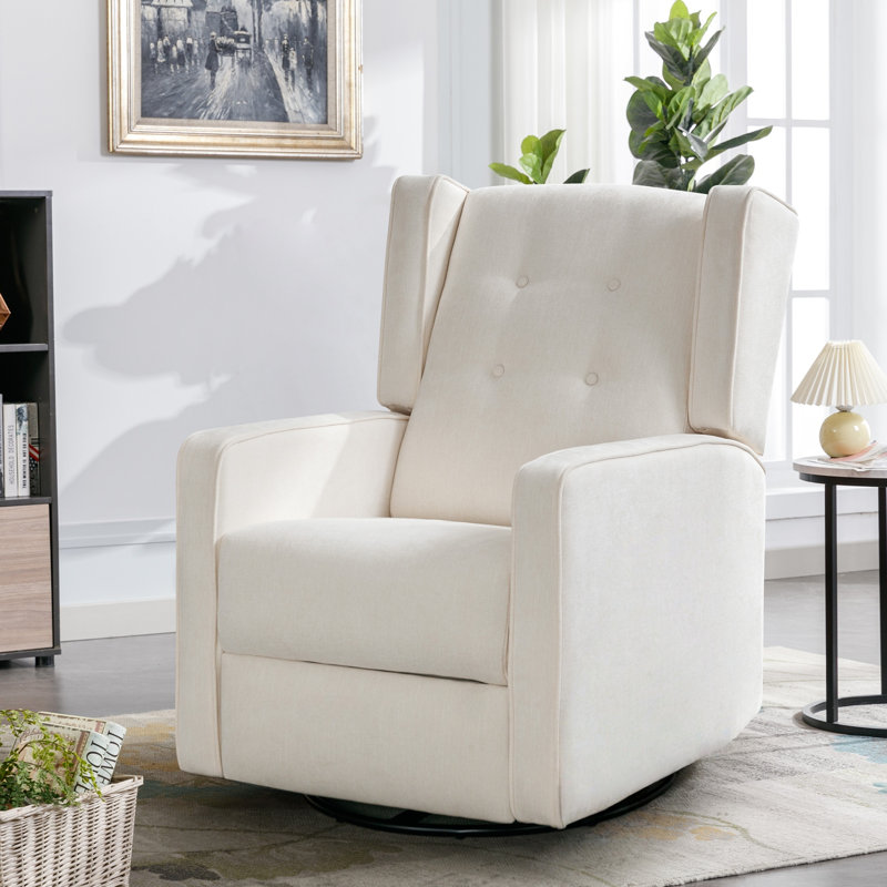 Wykoff 29.1" W Swivel Rocker Recliner, Beige