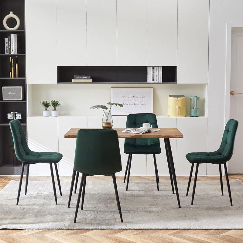 5-Piece Dining Table Set, Modern Irregular Recta...