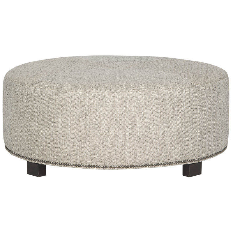 Michael Weiss Bennett 42.5" Wide Round Cocktail Ottoman, Hampton, Tuck Linen