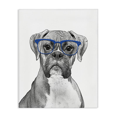 Au-552-Canvas, amusant chien boxer portant des lunettes sur toile par Annalisa Latella, impression
