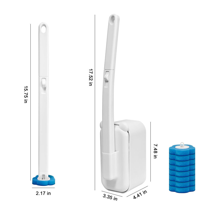 Trousse de démarrage de brosse de toilette jetable, support mural, 48 recharges, (blanc)