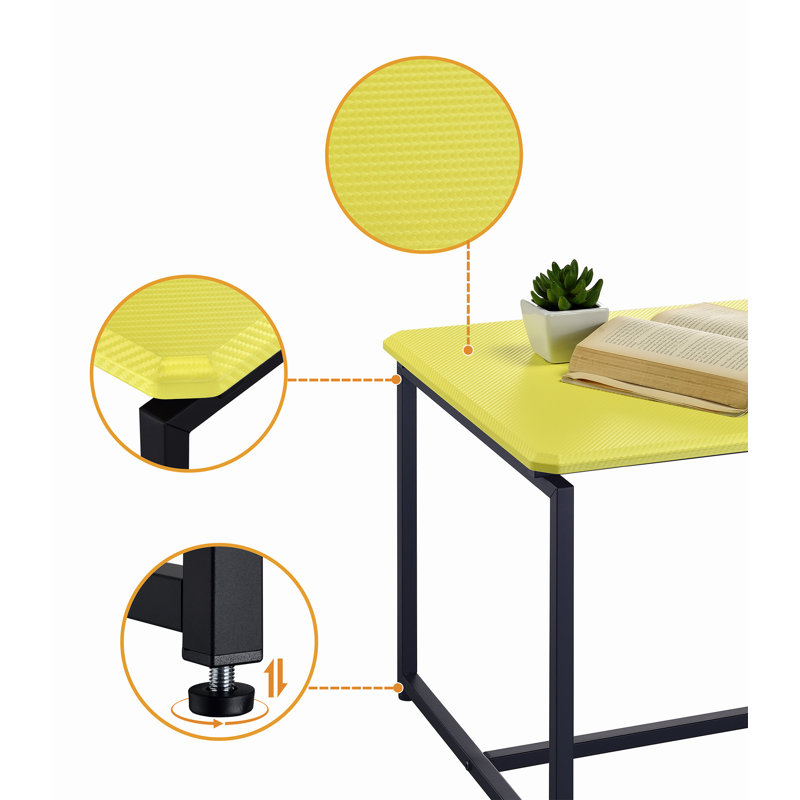 Ensemble de 3 tables de bout, ensemble de tables basses et tables d'appoint Fulgencio, Noir, Jaune