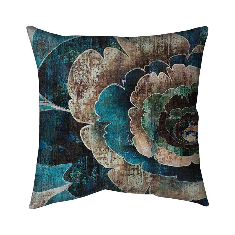 Blue flower montage - 20"x20" Outdoors Throw pillow - Spun poly - Print on demand