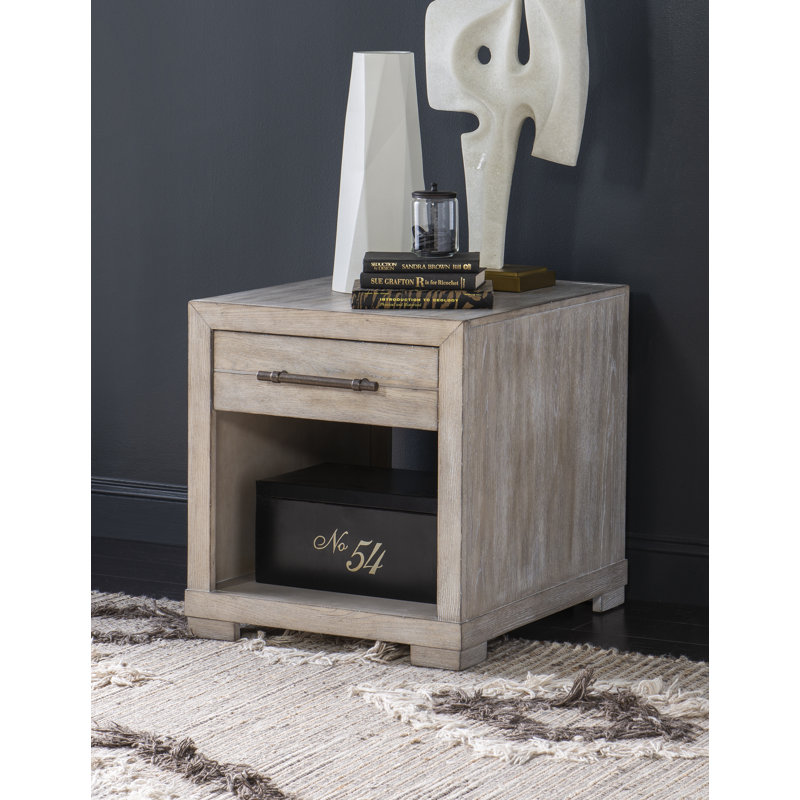 Appleton End Table with Storage, Weathered Oak