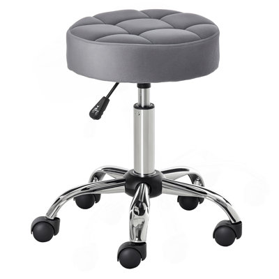 Office Chair Round Rolling Stool With Height Adjustable Lift, Vanity Chair