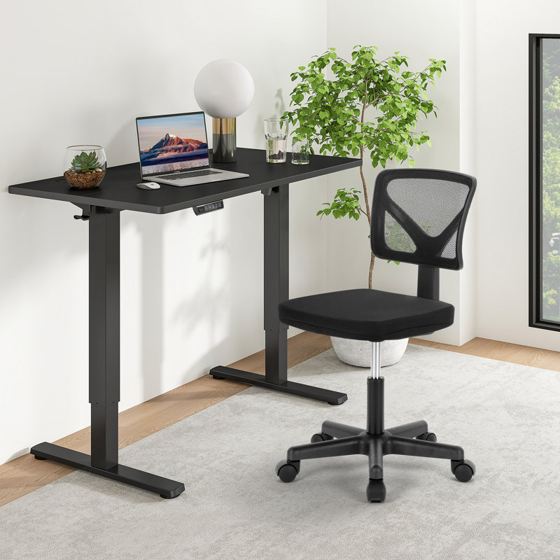 Ensemble de bureau: chaise de bureau en filet et bureau électrique, Noir