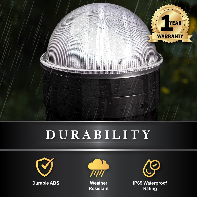 Low Voltage Integrated LED Fence Post Cap Light 3 In. X 3 In. with Base Adapter Included, Black