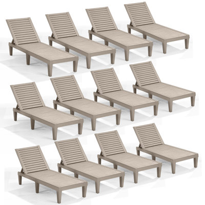 Ensemble de 6 chaises longues en polyrésine d'extérieur imperméables, légères et réglables Nestl