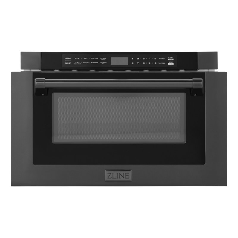 ZLINE 24 in. 1.2 cu. ft. Built-in Microwave Drawer with Traditional Handle, Black Stainless Steel