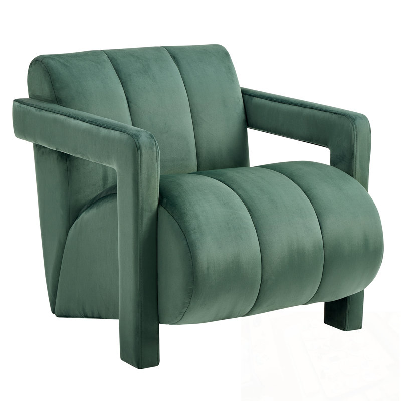 Fauteuil d'appoint en velours avec pieds robustes, Vert