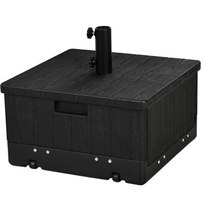 Black Patio Umbrella Base With 31 Use, 175Lbs Weight Capacity, Equipped Manoeuvrable Wheels And Handles, Functions As Coffee Table Flower Box Load Flexible