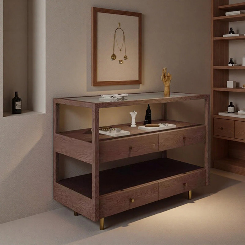 Vitrine multifonctionnelle pour îlots pour magasins de mode avec rangement pratique