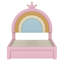 Lit plateforme simple tapissier arc-en-ciel avec tiroir de rangement, cadre de lit en velours princesse, aucun sommier nécessaire, rose