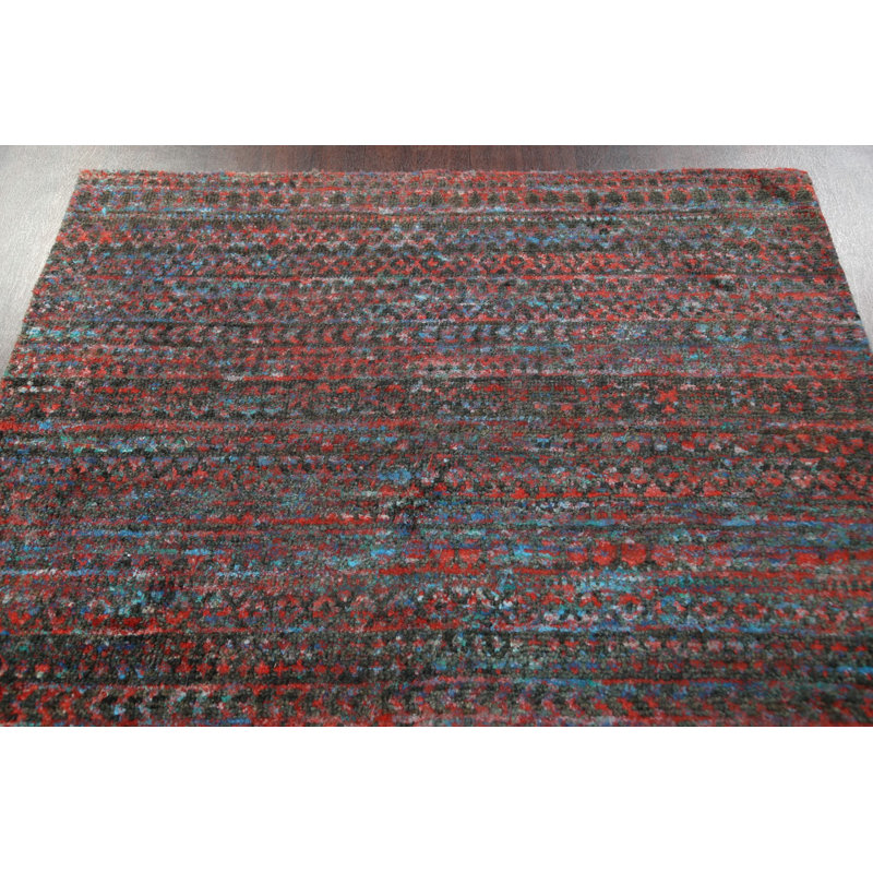 Tapis oriental intérieur / extérieur abstrait noué à la main 6 x 9