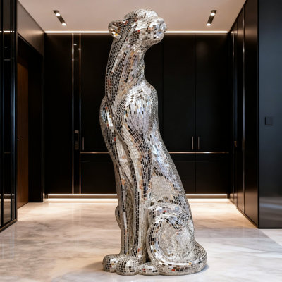 Statue en cristal Jaguar - Sculpture droite