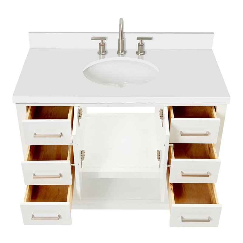 Ensemble de meuble-lavabo simple 43 po Magnolia, Blanc, Oval