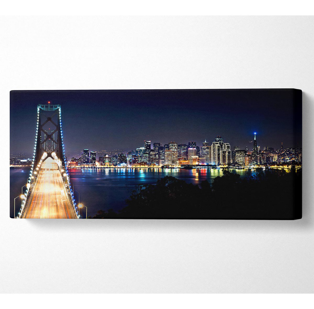 San Francisco bei Nacht - Panoramakunstdrucke auf Leinwand