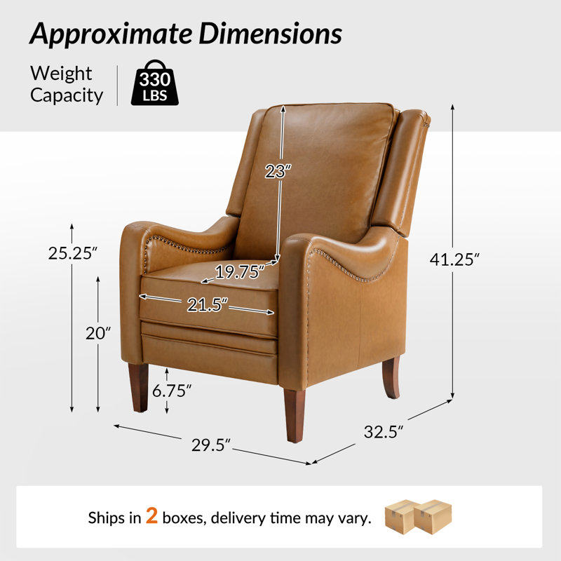Fauteuil inclinable manuel Anselmo Garner, Similicuir chameau