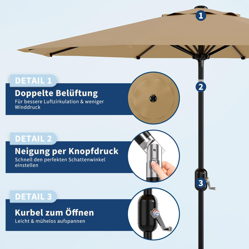 107cm Beach Parasol, Brown
