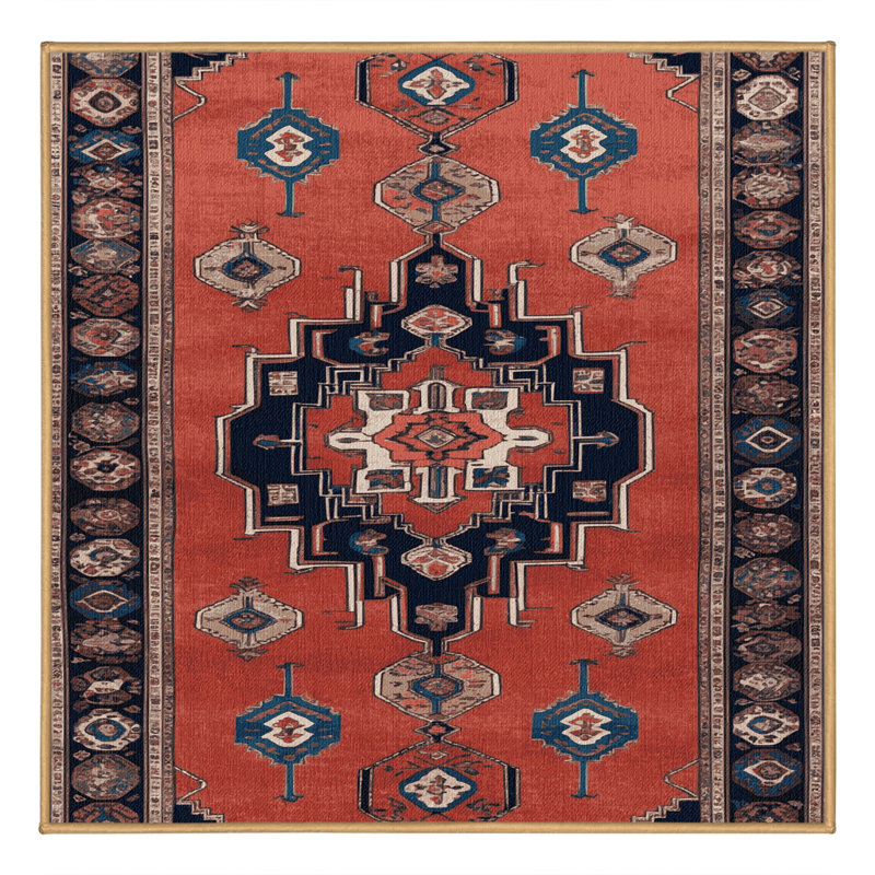 Machine Washable Persian Brown Area Rug, Square 3'