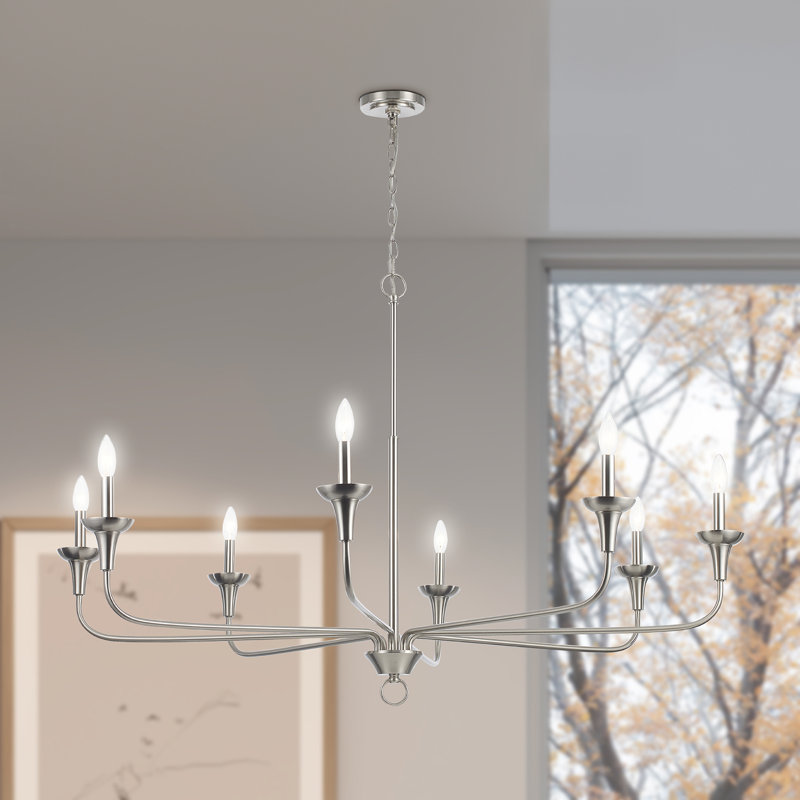 Lustre moderne à 8 lumières Capella, Nickel brossé, 8 lumières