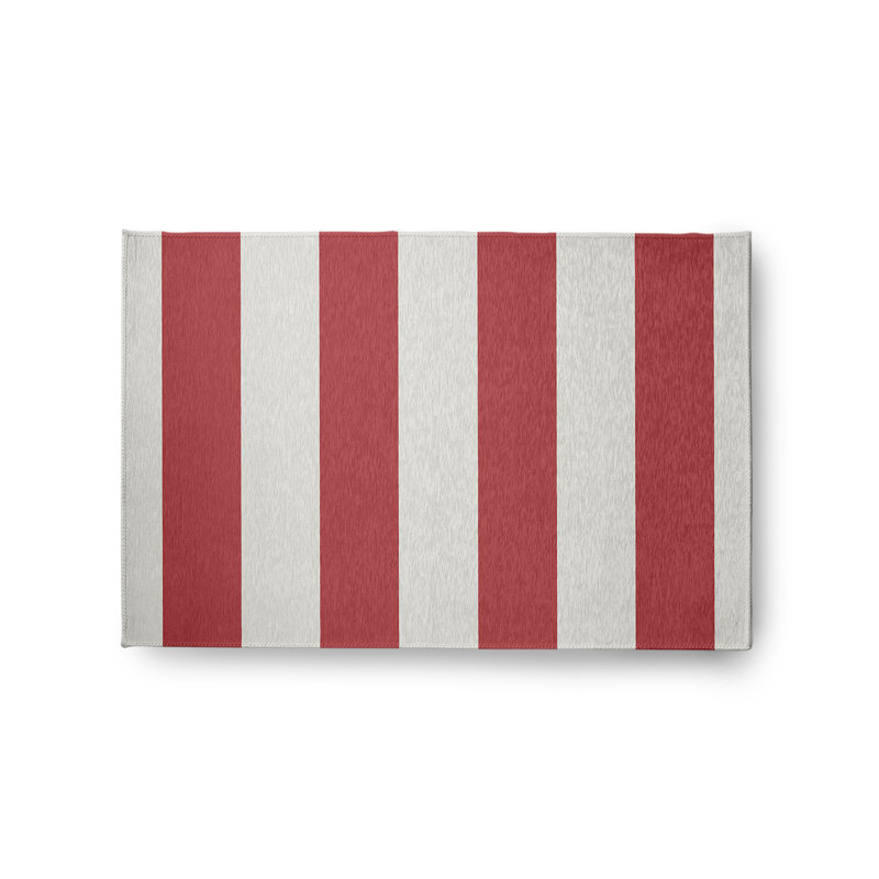 Tapis intérieur / extérieur rayé à tissage plat rouge, Rectangle 2 pi x 3 pi