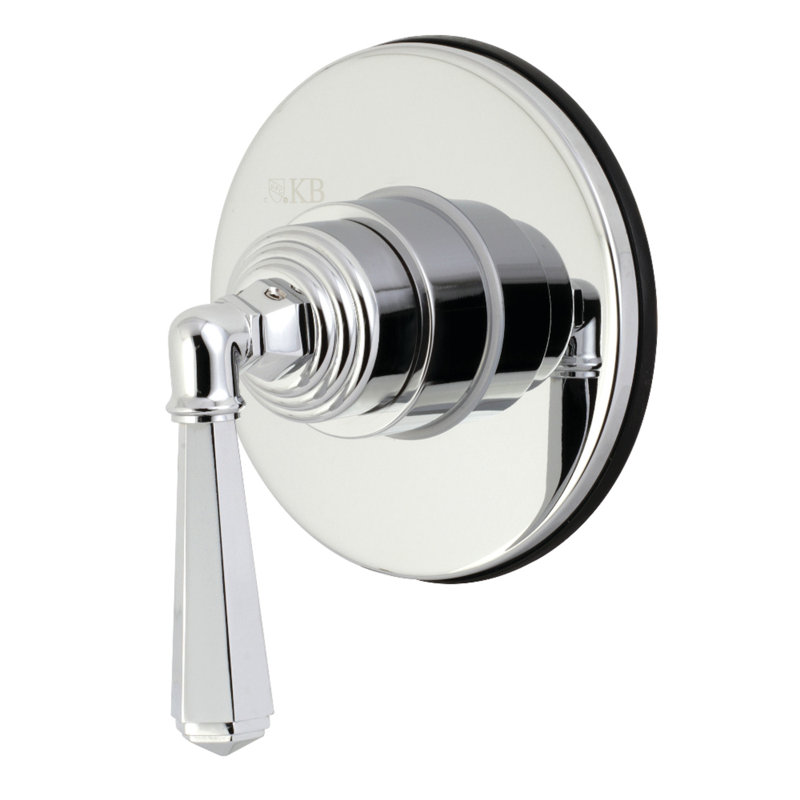 Soupape à trois voies à poignée simple avec ensemble de garniture, Chrome poli