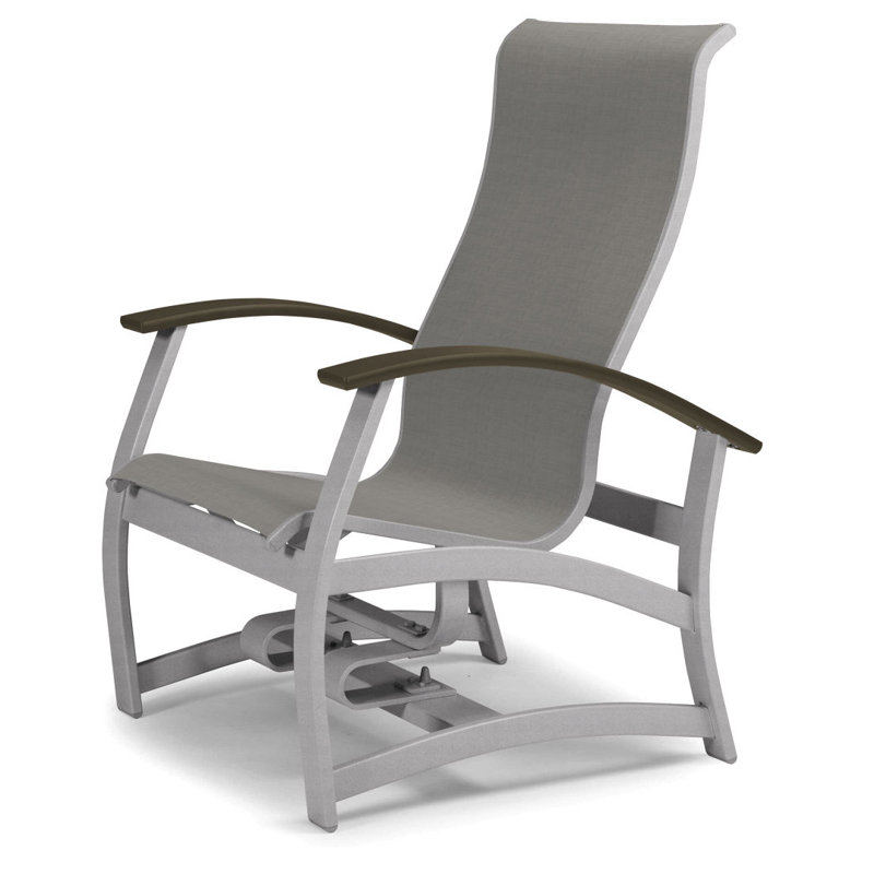 Askar Swivel Powder Coated Aluminum Outdoor Lounge Chair, Alloy Sunbrella®, Beachwood P40, Textured Silver