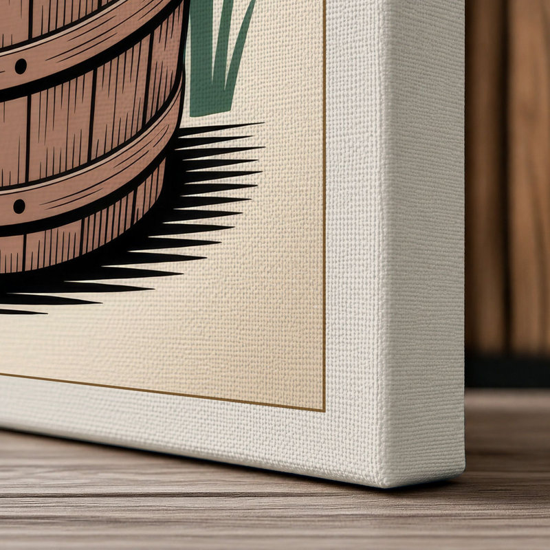 Frog in a Barrel Japandi - Wrapped Canvas, 30x20 - 76.2 x 50.8 cm, Cream Border