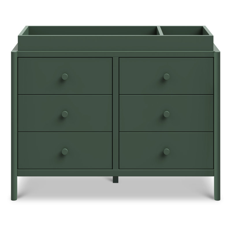 Forest Green Pine 6-Drawer Horizontal Double Dresser
