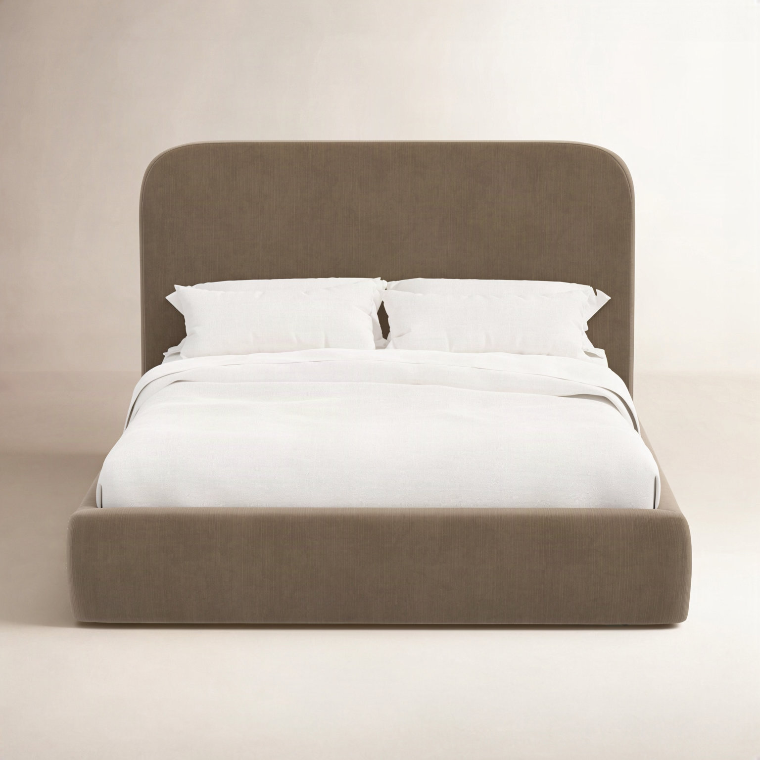 Linen Upholstered Bed, Full / Double, Luxe Walnut Velvet