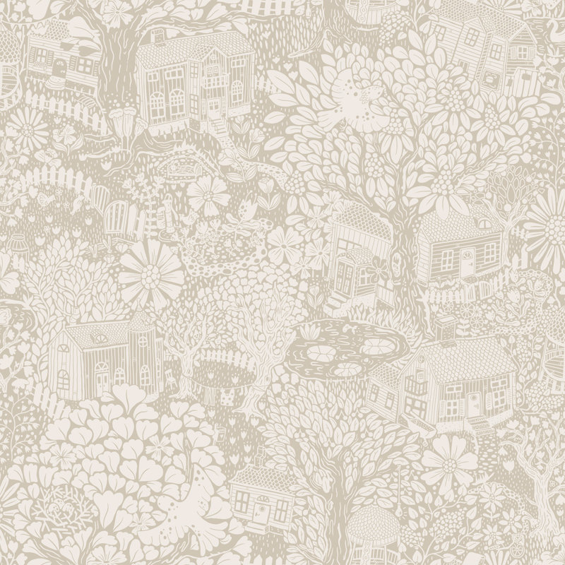 Rumill Bygga Bo Scaninavian Villiage Flowers 10.05m x 53cm Wallpaper Roll, Yellow/Red/White
