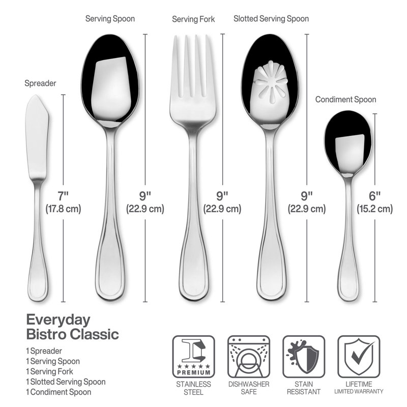 Service d'argenterie 45 pièces pour huit Fitz and Floyd Everyday Bistro Classic, gris