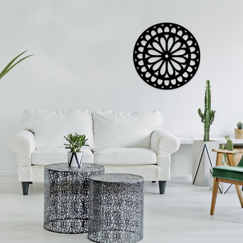 Elegant Decorative Metal Wall Accessory, Black Finish, 19.7 x 19.7 inches | 100% Metal, Thickness: 0.08 inches | Easy Wall Mounting with Back Hanger | Perfect for Modern Home Decor & Unique Art Display