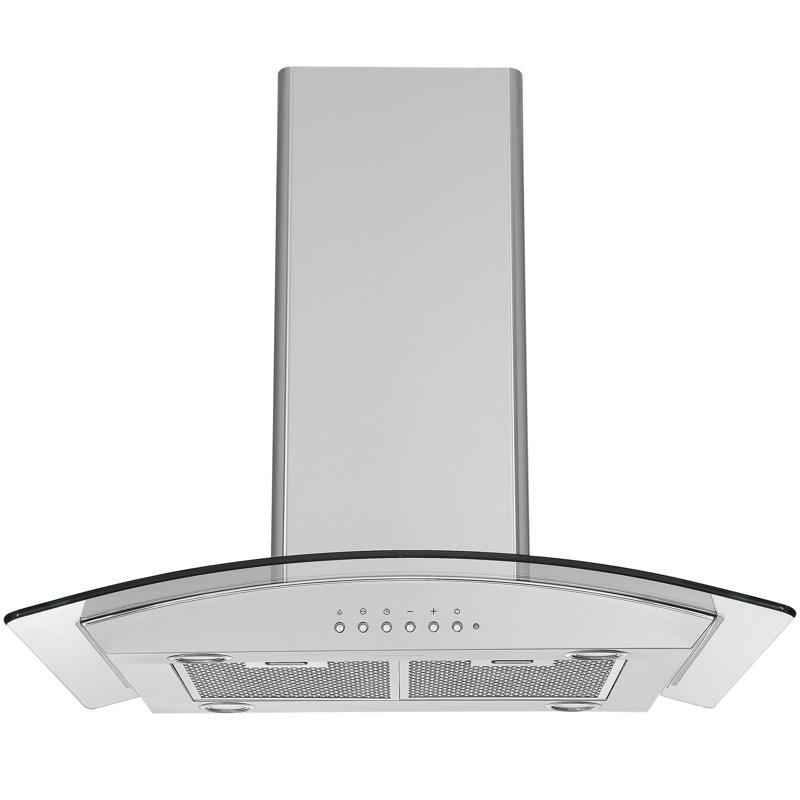 Ancona 36-inch Convertible Island Glass Canopy Range Hood In Stainless Steel With Auto Night Light