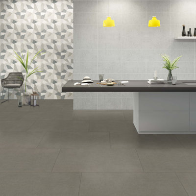 Carrelage de sol et de mur en béton imitation béton 24 po x 48 po Betonica